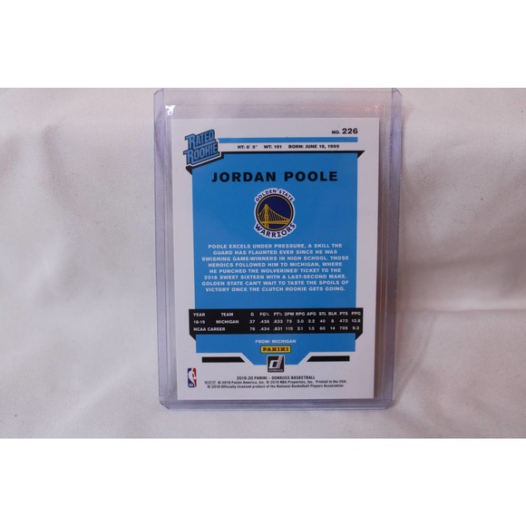 Jordan Poole Rated Rookie Donruss Panini #226 - Picture 2 of 2